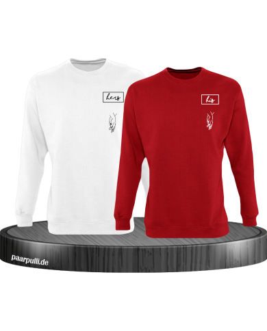 Hers and His Sweatshirt weiß rot Hers and His Sweatshirt weiß rot