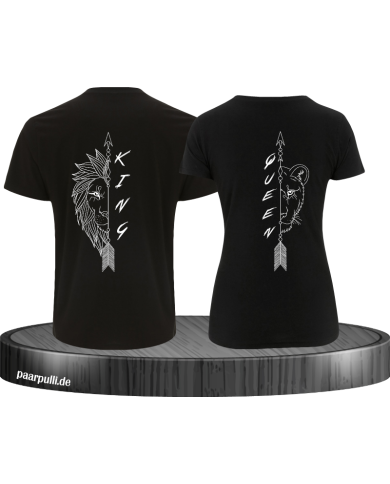 Lion King und Lion Queen Pärchen T-Shirt schwarz Lion King und Lion Queen Pärchen T-Shirt schwarz