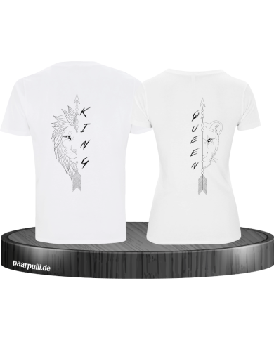 Lion King und Lion Queen Pärchen T-Shirt weiß Lion King und Lion Queen Pärchen T-Shirt weiß