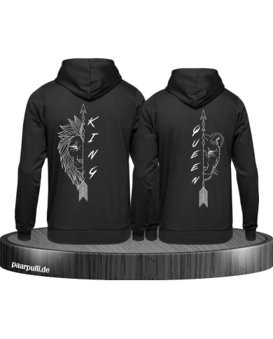 Lion King und Lion Queen Hoodie schwarz Lion King und Lion Queen Hoodie schwarz
