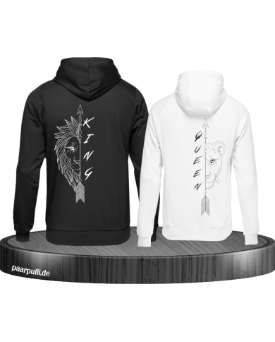 Lion King und Lion Queen Hoodie schwarz weiß Lion King und Lion Queen Hoodie schwarz weiß