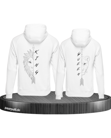 Lion King und Lion Queen Hoodie weiß Lion King und Lion Queen Hoodie weiß