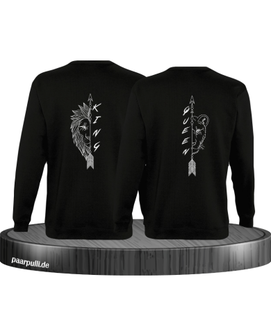 Lion King und Lion Queen Sweatshirt schwarz Lion King und Lion Queen Sweatshirt schwarz