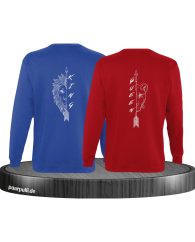 Lion King und Lion Queen Sweatshirt blau rot Lion King und Lion Queen Sweatshirt blau rot