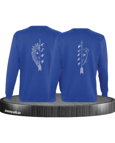 Lion King und Lion Queen Sweatshirt blau Lion King und Lion Queen Sweatshirt blau