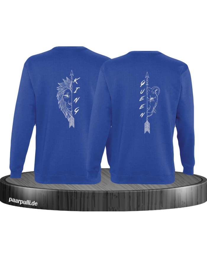 Lion King und Lion Queen Sweatshirt blau