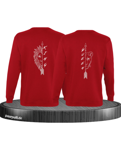 Lion King und Lion Queen Sweatshirt rot Lion King und Lion Queen Sweatshirt rot