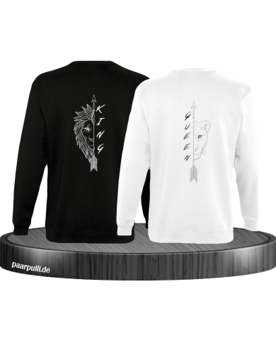 Lion King und Lion Queen Sweatshirt schwarz weiß Lion King und Lion Queen Sweatshirt schwarz weiß