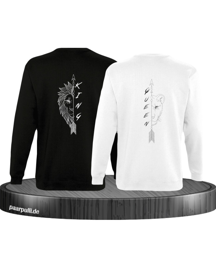 Lion King und Lion Queen Sweatshirt schwarz weiß