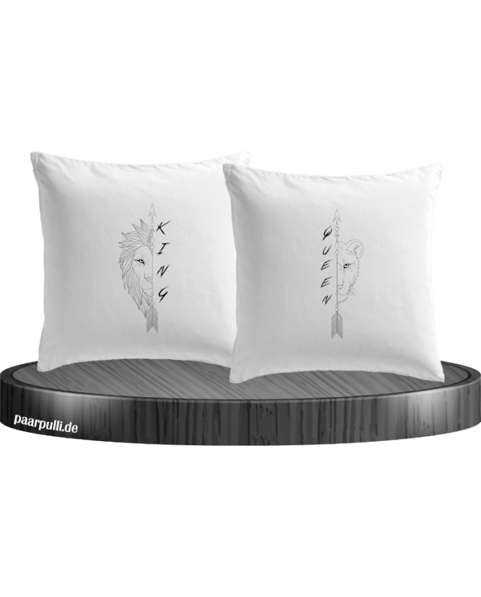 Lion King und Lon Queen Kissenbezüg Set