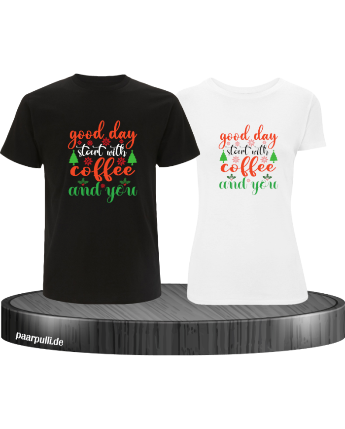 All I Need is Coffee And You Pärchen T-Shirt schwarz weiß