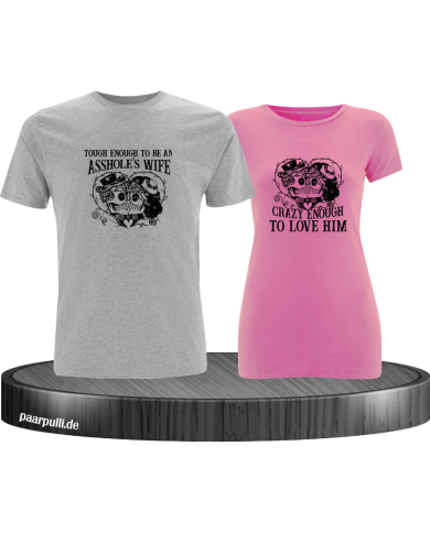 Tough and Crazy Pärchen T-Shirt grau rosa Tough and Crazy Pärchen T-Shirt grau rosa