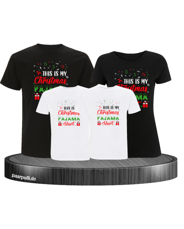 Weihnachts Shirts für die Familie schwarz weiß