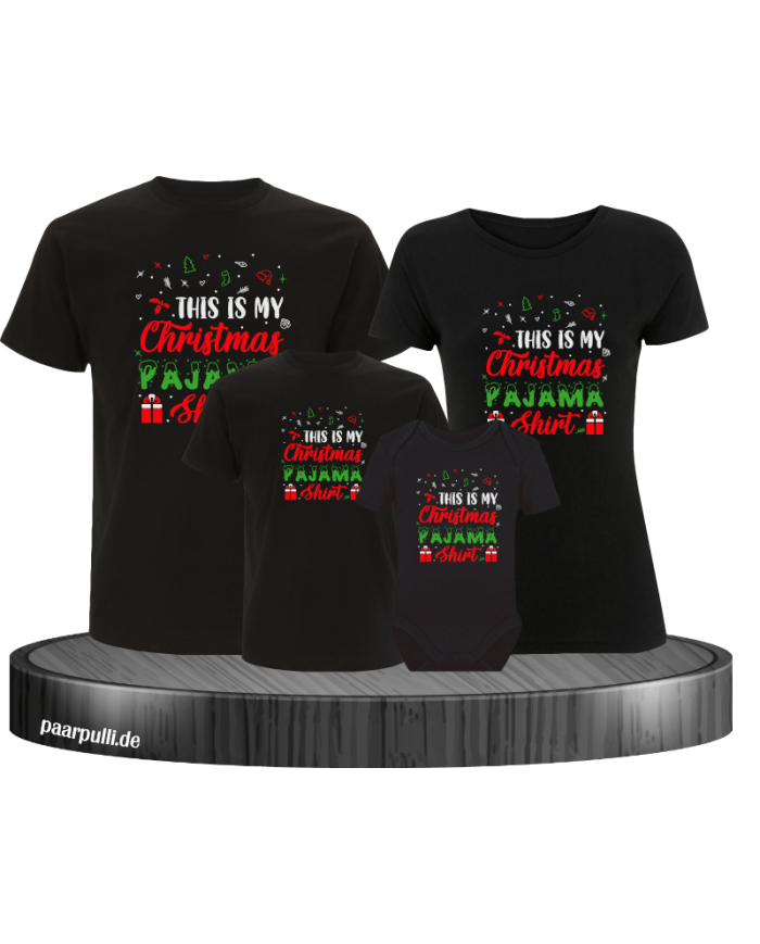 Weihnachts Shirts mit Body für die Familie schwarz