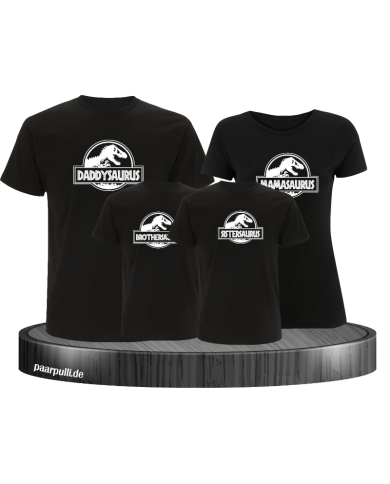 Dino Family T-Shirts Familienlook schwarz Dino Family T-Shirts Familienlook schwarz