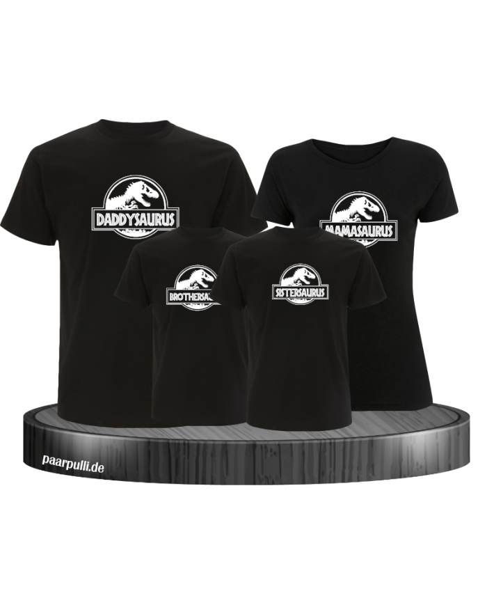 Dino Family T-Shirts Familienlook schwarz