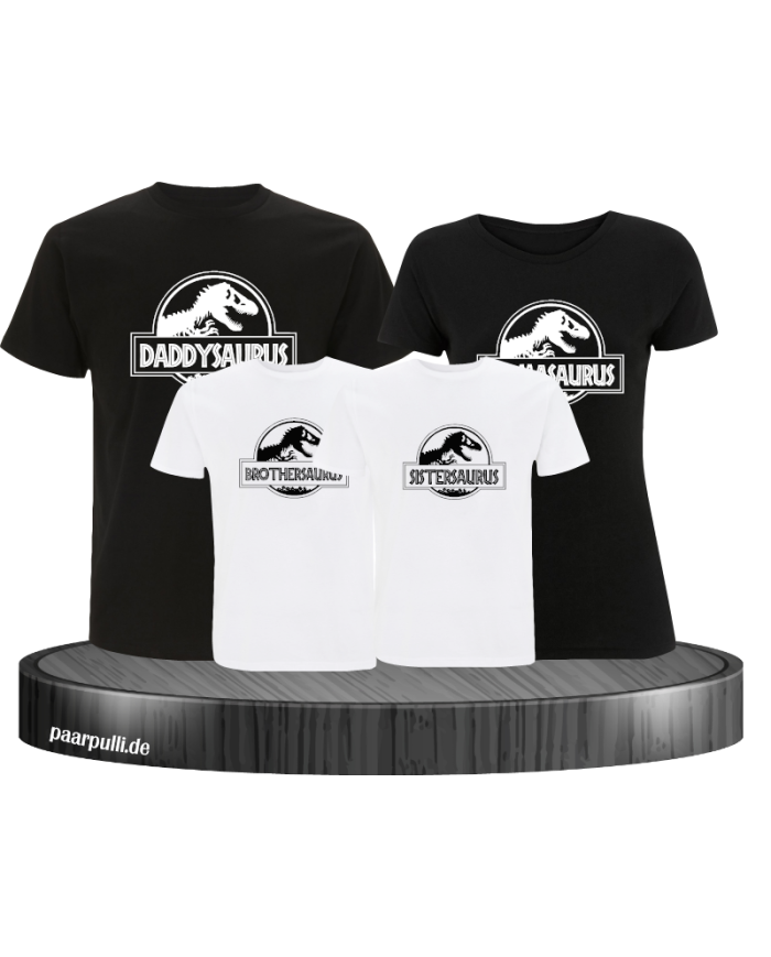 Dino Family T-Shirts Familienlook schwarz weiß