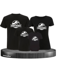 Dino Family 4er Familienset T-Shirts mit  Babybody schwarz