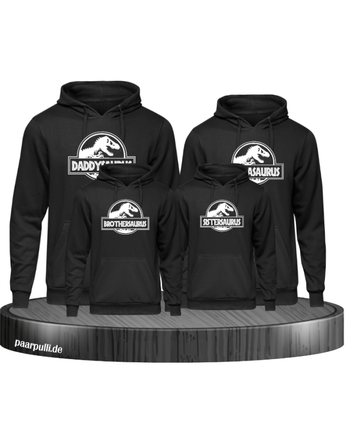 Dino Family Hoodies Familienlook schwarz