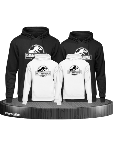Dino Family Hoodies Familienlook schwarz weiß Dino Family Hoodies Familienlook schwarz weiß