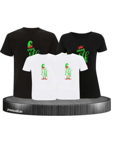 Elf Family Weihnachtsshirt schwarz weiß Elf Family Weihnachtsshirt schwarz weiß