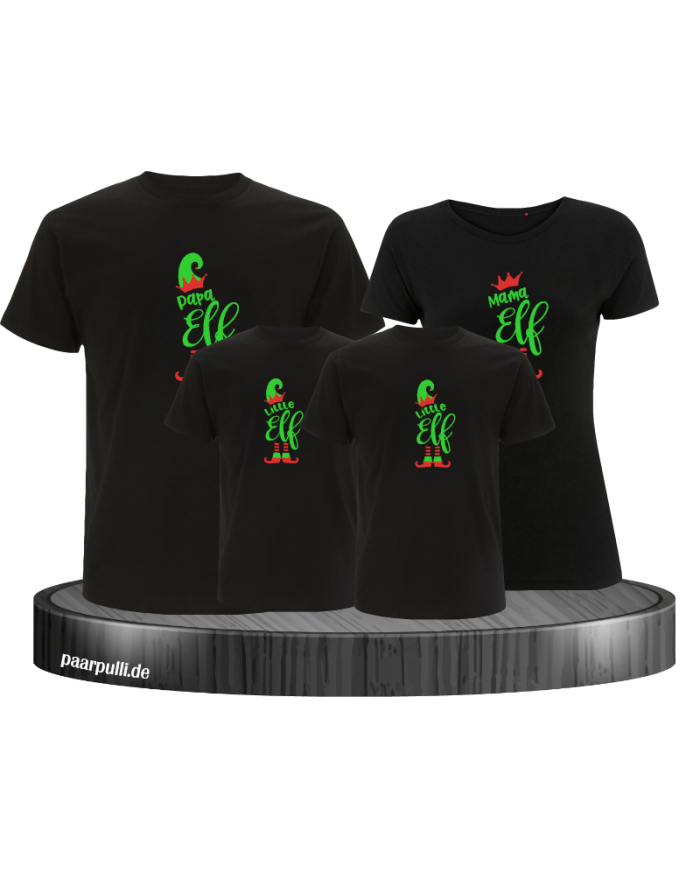 Elf Family Weihnachtsshirt schwarz