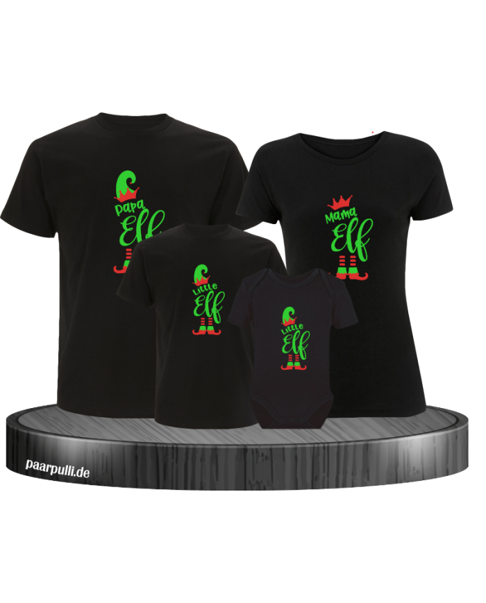 Elf Family Weihnachtsshirt mit Body schwarz