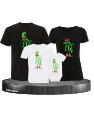 Elf Family Weihnachtsshirt mit Body schwarz und weiß