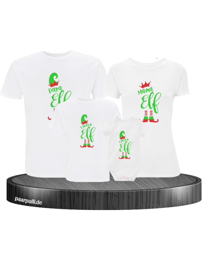 Elf Family Weihnachtsshirt mit Body weiß