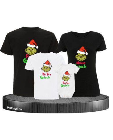 Grinch Weihnachtsshirt mit Body schwarz und weiß Grinch Weihnachtsshirt mit Body schwarz und weiß