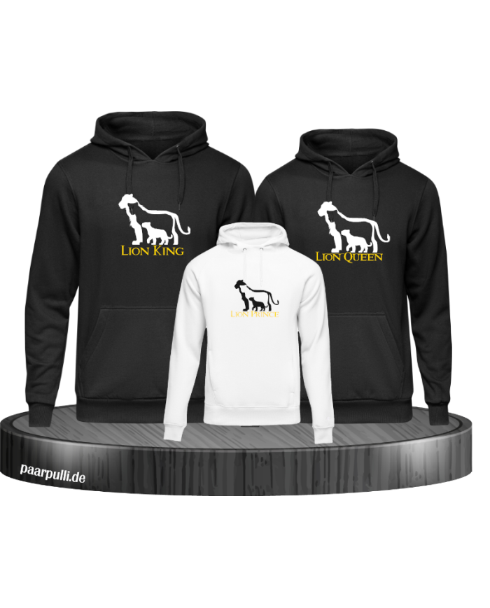 Lion Family mit Hoodie schwarz und weiß