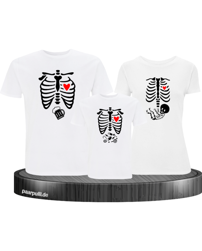 Skelett Halloween Shirt weiß