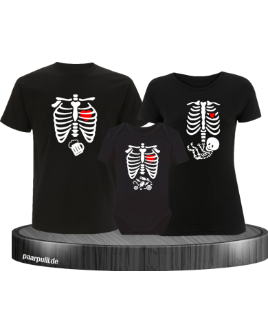 Skelett Halloween Shirt mit Body schwarz Skelett Halloween Shirt mit Body schwarz
