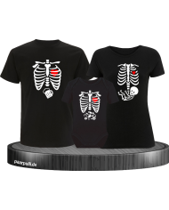 Skelett Halloween Shirt mit Body schwarz