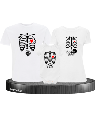 Skelett Halloween Shirt mit Body und weiß Skelett Halloween Shirt mit Body und weiß