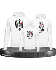 Skelett Halloween Hoodie weiß