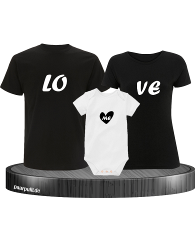 Love Me Familienlook Shirt mit Body schwarz und weiß Love Me Familienlook Shirt mit Body schwarz und weiß