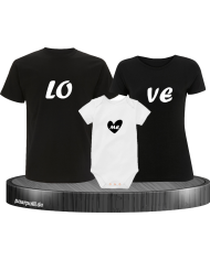 Love Me Familienlook Shirt mit Body schwarz und weiß