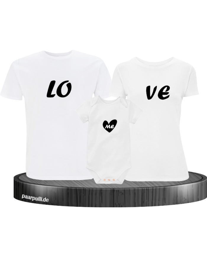 Love Me Familienlook Shirt mit Body weiß