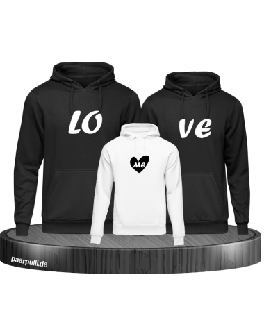Love Me Familienlook hoodie schwarz und weiß Love Me Familienlook hoodie schwarz und weiß