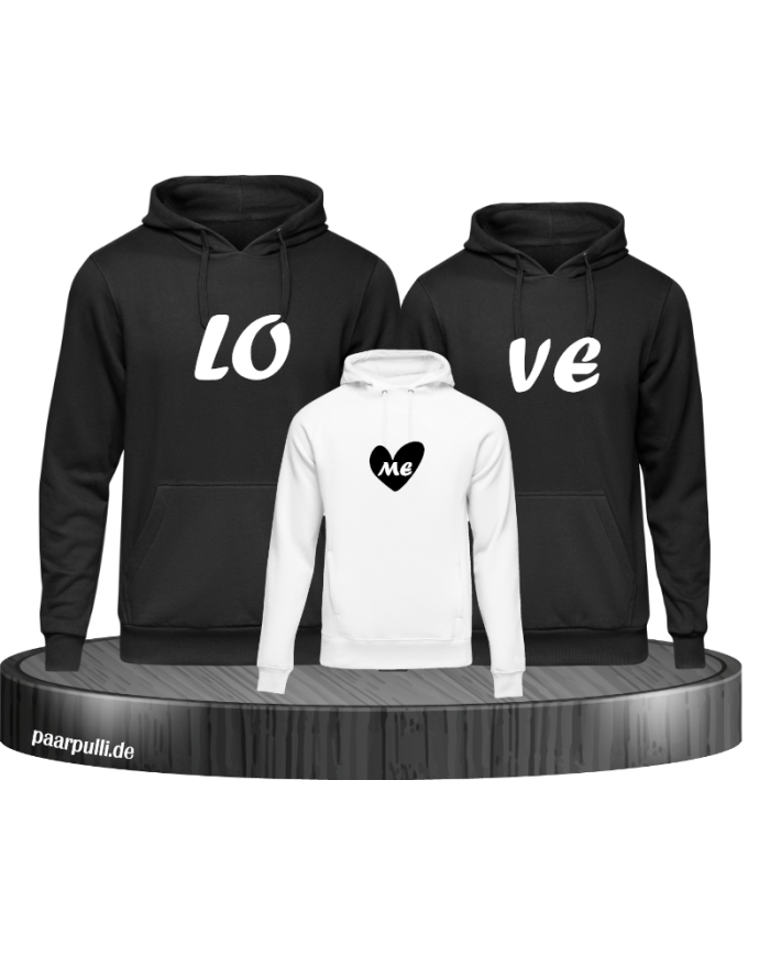 Love Me Familienlook hoodie schwarz und weiß