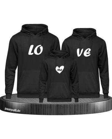 Love Me Familienlook  Hoodie schwarz Love Me Familienlook  Hoodie schwarz