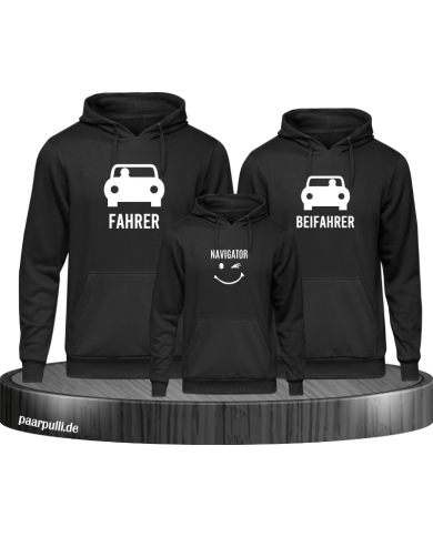 Fahrer, Beifahrer und Navigator schwarz Fahrer, Beifahrer und Navigator schwarz