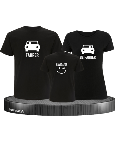 Fahrer, Beifahrer und Navigator schwarz Fahrer, Beifahrer und Navigator schwarz