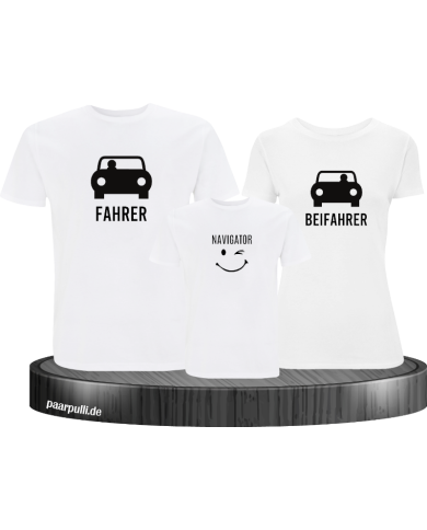 Fahrer, Beifahrer und Navigator weiß Fahrer, Beifahrer und Navigator weiß