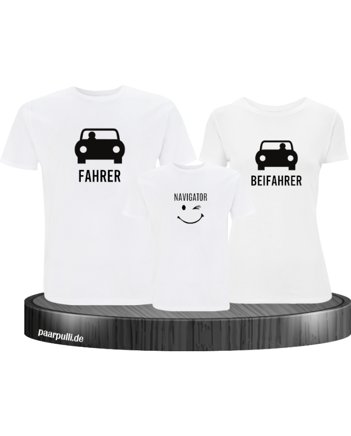 Fahrer, Beifahrer und Navigator weiß
