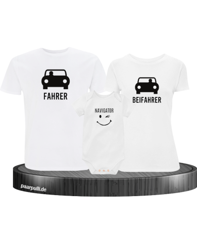 Fahrer, Beifahrer und Navigator weiß Fahrer, Beifahrer und Navigator weiß