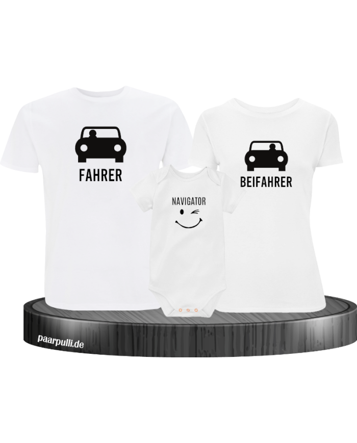 Fahrer, Beifahrer und Navigator weiß