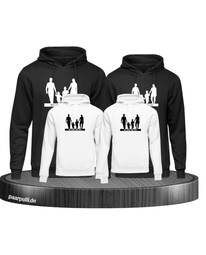 My Love and Life Familienset schwarz weiß