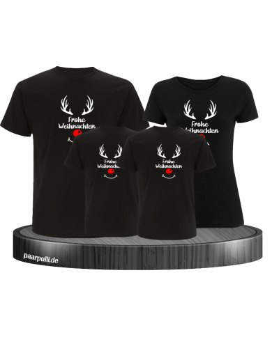 Reh Frohe Weihnachten 4er Familienlook T-Shirts mit coolem Design Reh Frohe Weihnachten 4er Familienlook T-Shirts mit coolem Design
